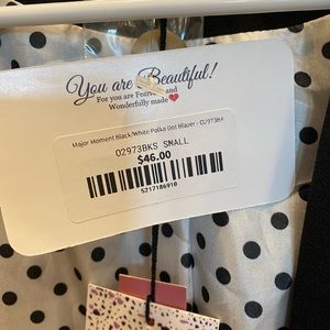 Black with polka dots blazer size small